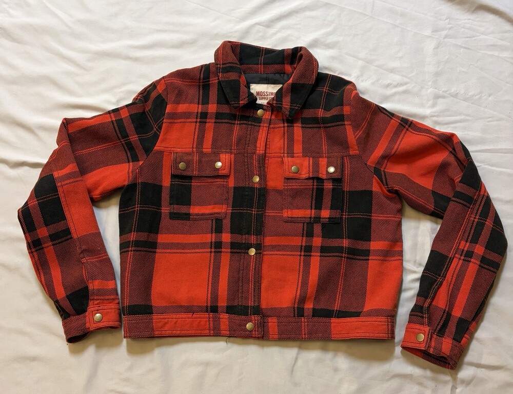 Women’s Mossimo Supply Co Cropped Trucker Style Jacket Buffalo Plaid Size M